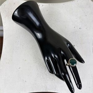 Sterling Silver (925) Ring with Green Stone Ring